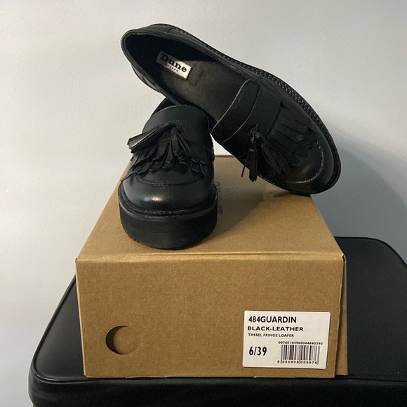 Dune London Shoes - Black platform leather loafers from Dune, London size 39.
